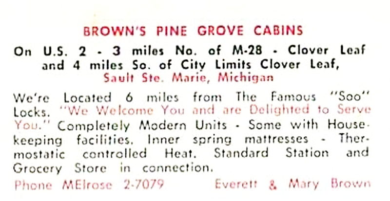 Browns Pine Grove Cabins - Vintage Postcard (newer photo)